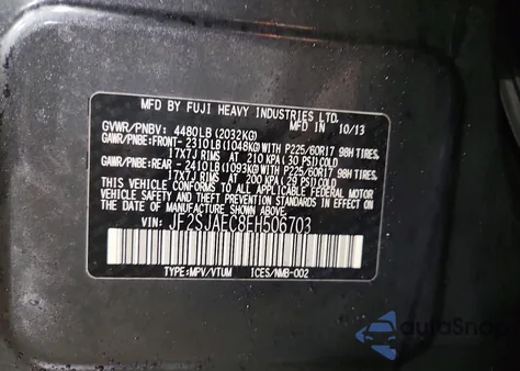 2014 Subaru Forester 2.5I Premium from USA, damaged, VIN JF2SJAEC8EH506703